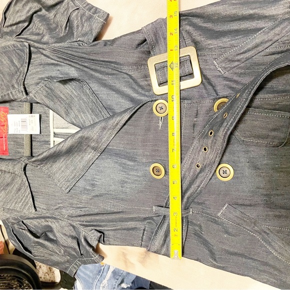 Level 99 Dark Wash Denim Trench Button Dress M New without tags - Picture 8 of 10